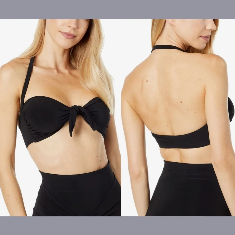 NWT Norma Kamali [ XS ] Tie-Front Bra‎ Bikini Top in Black